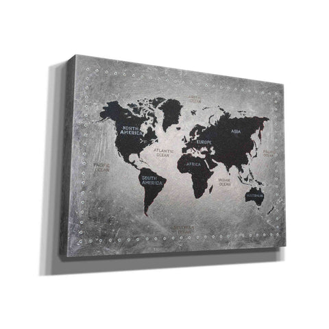 Image of 'Riveting World Map' by James Wiens, Canvas Wall Art,16x12x1.1x0,26x18x1.1x0,34x26x1.74x0,54x40x1.74x0