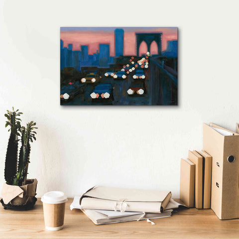 Image of 'Brooklyn Bridge Evening' by James Wiens, Canvas Wall Art,18 x 12