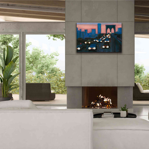 Image of 'Brooklyn Bridge Evening' by James Wiens, Canvas Wall Art,40 x 26