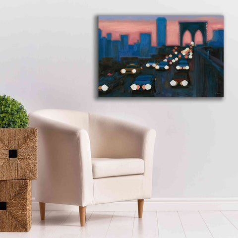 Image of 'Brooklyn Bridge Evening' by James Wiens, Canvas Wall Art,40 x 26