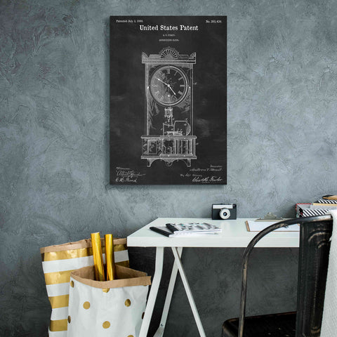 Image of 'Mantel Clock Blueprint Patent Chalkboard,' Canvas Wall Art,18 x 26