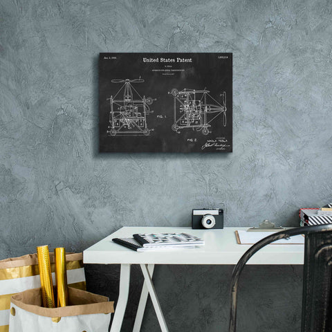Image of 'Tesla Aerial Apparatus Blueprint Patent Chalkboard,' Canvas Wall Art,16 x 12