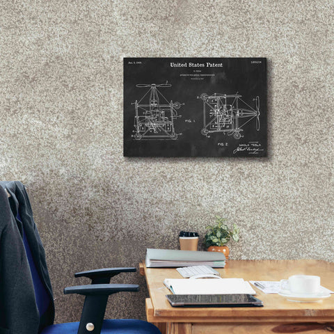 Image of 'Tesla Aerial Apparatus Blueprint Patent Chalkboard,' Canvas Wall Art,26 x 18