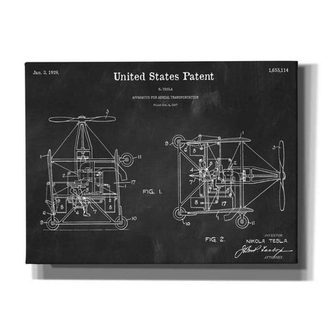 Image of 'Tesla Aerial Apparatus Blueprint Patent Chalkboard,' Canvas Wall Art,16x12x1.1x0,26x18x1.1x0,34x26x1.74x0,54x40x1.74x0