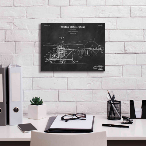 Image of 'Direct-Lift Aircraft Blueprint Patent Chalkboard,' Canvas Wall Art,16 x 12