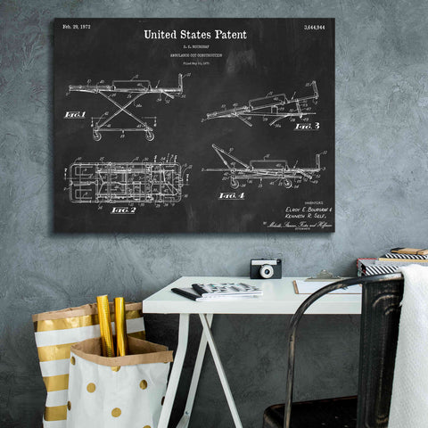 Image of 'EMT Stretcher Blueprint Patent Chalkboard,' Canvas Wall Art,34 x 26