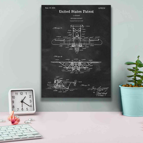 Image of 'Amphibian Aircraft Blueprint Patent Chalkboard,' Canvas Wall Art,12 x 16