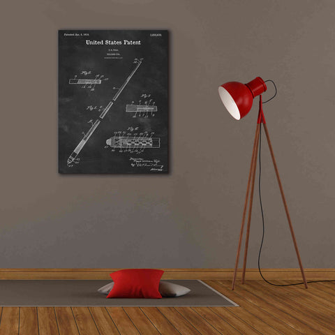 Image of 'Billard Cue Blueprint Patent Chalkboard,' Canvas Wall Art,26 x 34