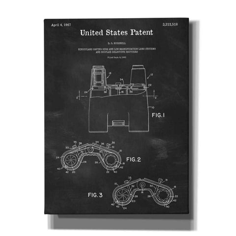 Image of 'Binoculars Blueprint Patent Chalkboard,' Canvas Wall Art,12x16x1.1x0,18x26x1.1x0,26x34x1.74x0,40x54x1.74x0
