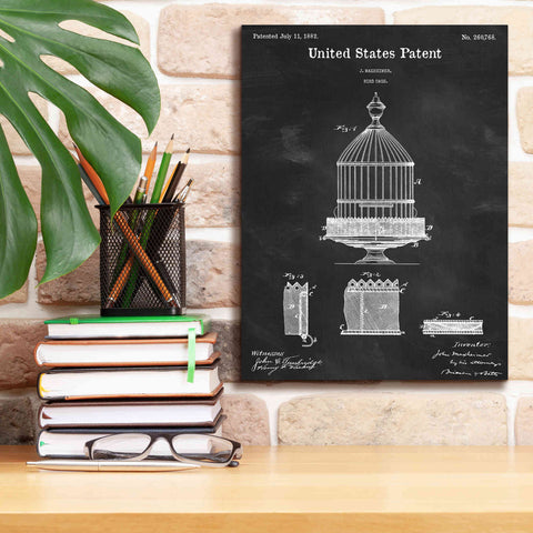 Image of 'Bird Cage Blueprint Patent Chalkboard,' Canvas Wall Art,12 x 16