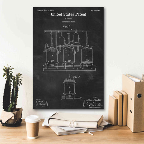 Image of 'Brewing Beer and Ale Blueprint Patent Chalkboard,' Canvas Wall Art,18 x 26