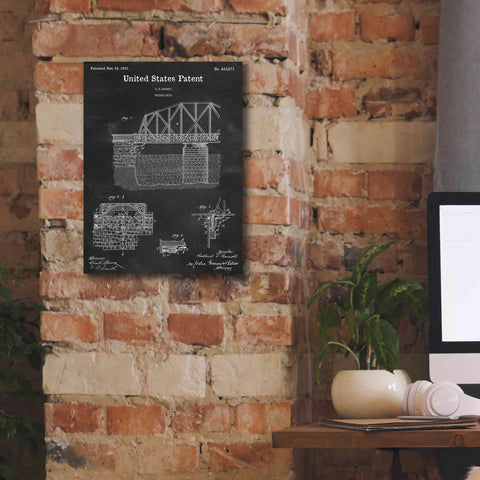 Image of 'Bridge Gate Blueprint Patent Chalkboard,' Canvas Wall Art,12 x 16