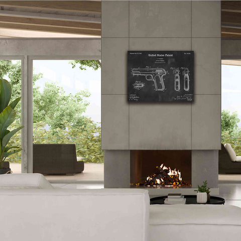 Image of 'Pistol Blueprint Patent Chalkboard,' Canvas Wall Art,34 x 26