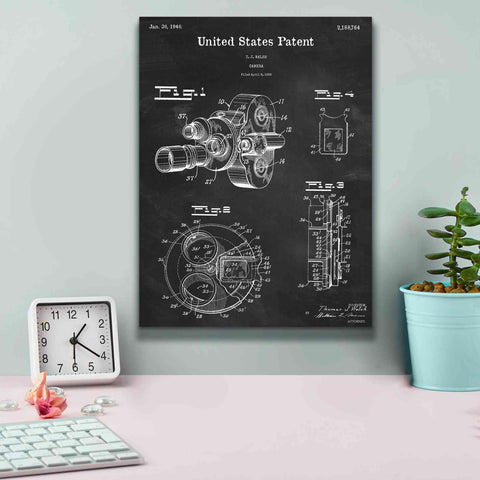 Image of 'Film Camera Blueprint Patent Chalkboard,' Canvas Wall Art,12 x 16