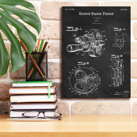 Image of 'Film Camera Blueprint Patent Chalkboard,' Canvas Wall Art,12 x 16