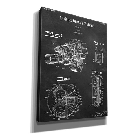 Image of 'Film Camera Blueprint Patent Chalkboard,' Canvas Wall Art,12x16x1.1x0,18x26x1.1x0,26x34x1.74x0,40x54x1.74x0