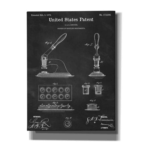 Image of 'Capsuling Medicine Blueprint Patent Chalkboard,' Canvas Wall Art,12x16x1.1x0,18x26x1.1x0,26x34x1.74x0,40x54x1.74x0