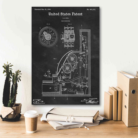 Image of 'Cash Register Blueprint Patent Chalkboard,' Canvas Wall Art,18 x 26