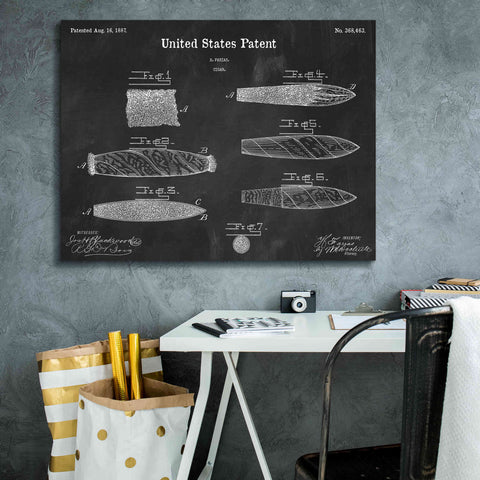 Image of 'Cigar Blueprint Patent Chalkboard,' Canvas Wall Art,34 x 26
