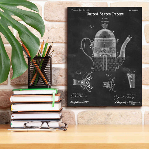 Image of 'Coffee Pot Blueprint Patent Chalkboard,' Canvas Wall Art,12 x 16