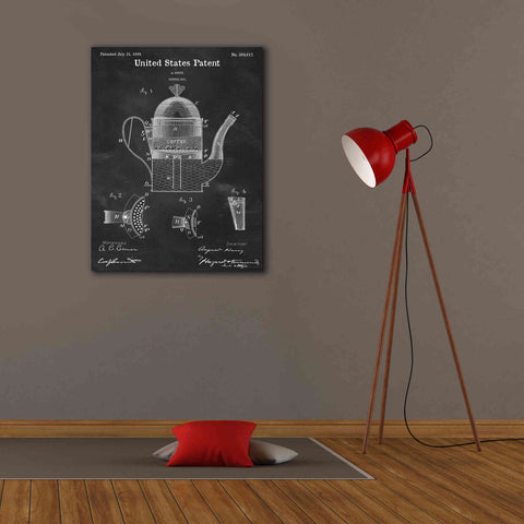Image of 'Coffee Pot Blueprint Patent Chalkboard,' Canvas Wall Art,26 x 34