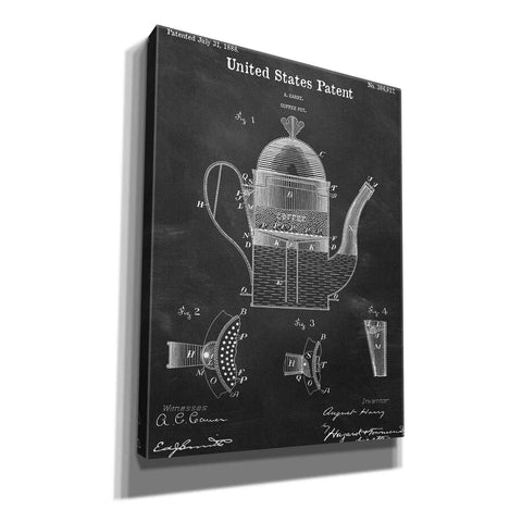 Image of 'Coffee Pot Blueprint Patent Chalkboard,' Canvas Wall Art,12x16x1.1x0,18x26x1.1x0,26x34x1.74x0,40x54x1.74x0