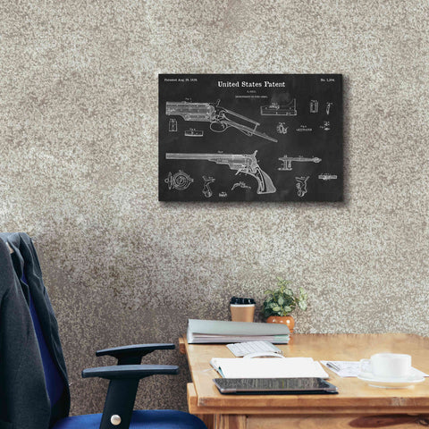 Image of 'Colt Revolver Blueprint Patent Chalkboard,' Canvas Wall Art,26 x 18