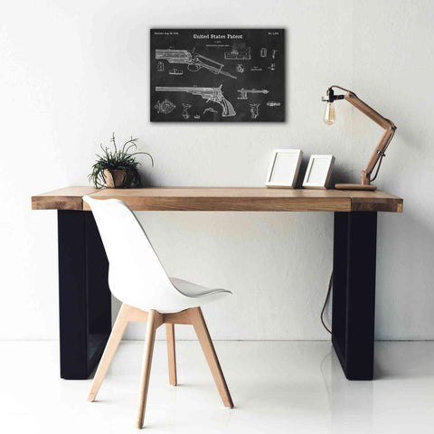 Image of 'Colt Revolver Blueprint Patent Chalkboard,' Canvas Wall Art,26 x 18