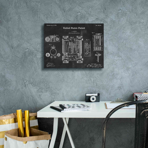 Image of 'Tubular Machine Blueprint Patent Chalkboard,' Canvas Wall Art,16 x 12