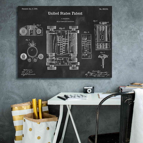 Image of 'Tubular Machine Blueprint Patent Chalkboard,' Canvas Wall Art,34 x 26