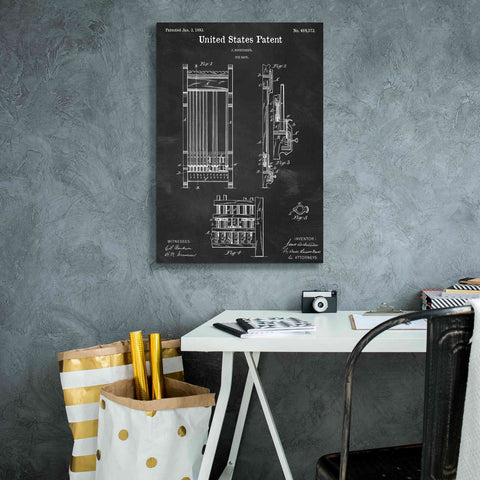 Image of 'Cue Rack Blueprint Patent Chalkboard,' Canvas Wall Art,18 x 26