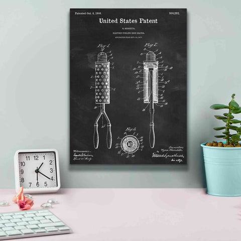 Image of 'Curling Iron Blueprint Patent Chalkboard,' Canvas Wall Art,12 x 16