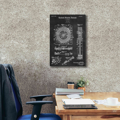 Image of 'Darts Game Blueprint Patent Chalkboard,' Canvas Wall Art,18 x 26