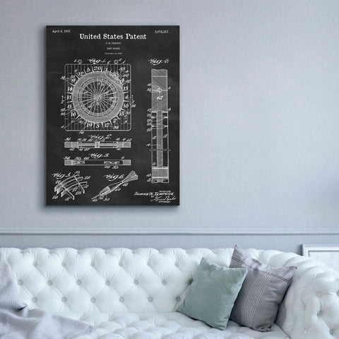 Image of 'Darts Game Blueprint Patent Chalkboard,' Canvas Wall Art,40 x 54