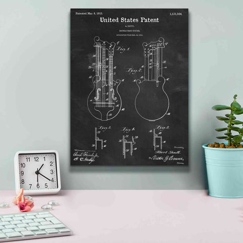Image of 'Double Bass Guitar Blueprint Patent Chalkboard,' Canvas Wall Art,12 x 16
