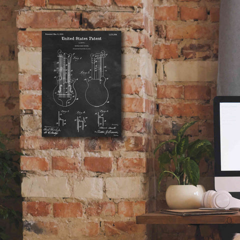 Image of 'Double Bass Guitar Blueprint Patent Chalkboard,' Canvas Wall Art,12 x 16