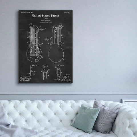 Image of 'Double Bass Guitar Blueprint Patent Chalkboard,' Canvas Wall Art,40 x 54