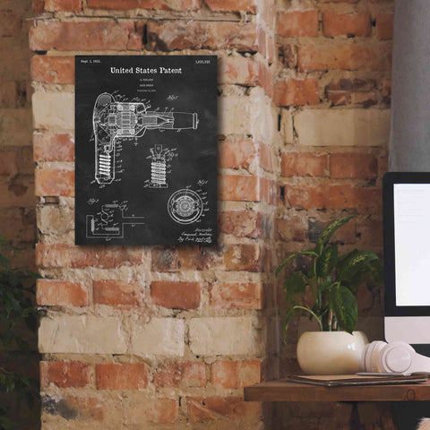 Image of 'Hair Dryer Blueprint Patent Chalkboard,' Canvas Wall Art,12 x 16