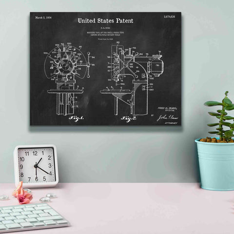 Image of 'Drill Press Blueprint Patent Chalkboard,' Canvas Wall Art,16 x 12