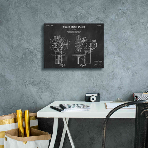 Image of 'Drill Press Blueprint Patent Chalkboard,' Canvas Wall Art,16 x 12