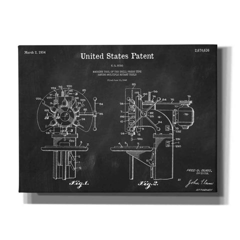 Image of 'Drill Press Blueprint Patent Chalkboard,' Canvas Wall Art,16x12x1.1x0,26x18x1.1x0,34x26x1.74x0,54x40x1.74x0