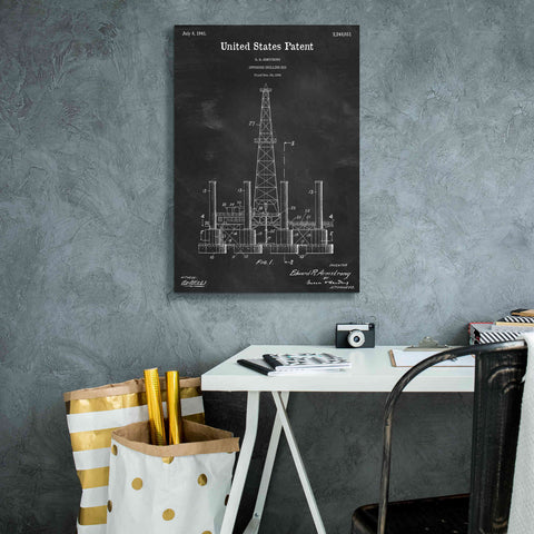 Image of 'Drilling Rig Blueprint Patent Chalkboard,' Canvas Wall Art,18 x 26