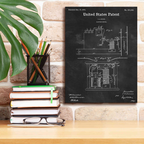 Image of 'Edison Electric Meter Blueprint Patent Chalkboard,' Canvas Wall Art,12 x 16
