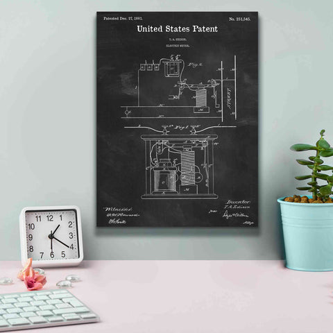 Image of 'Edison Electric Meter Blueprint Patent Chalkboard,' Canvas Wall Art,12 x 16