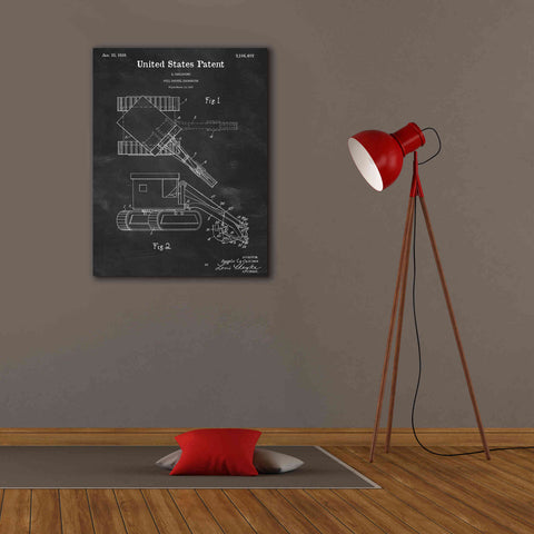 Image of 'Pull Shovel Excavator Blueprint Patent Chalkboard,' Canvas Wall Art,26 x 34