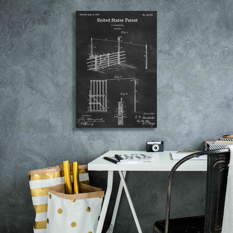 Image of 'Farm Gate Blueprint Patent Chalkboard,' Canvas Wall Art,18 x 26