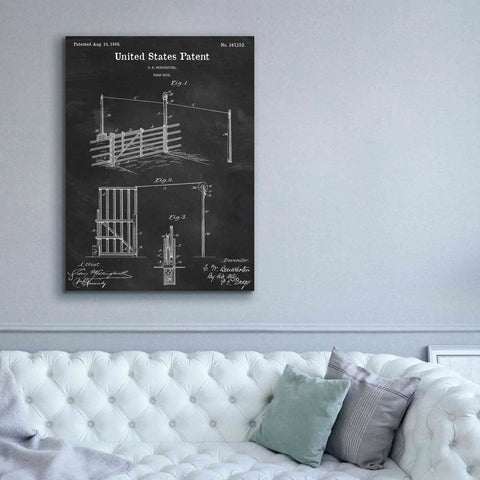 Image of 'Farm Gate Blueprint Patent Chalkboard,' Canvas Wall Art,40 x 54