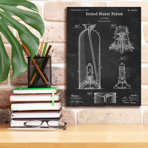 Image of 'Fire Extinguisher Blueprint Patent Chalkboard,' Canvas Wall Art,12 x 16