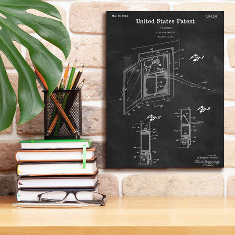 Image of 'Fire Hose Cabinet Blueprint Patent Chalkboard,' Canvas Wall Art,12 x 16