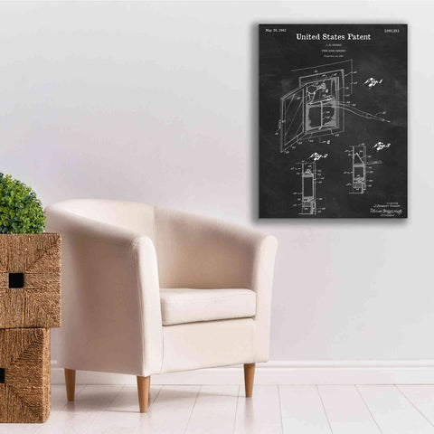 Image of 'Fire Hose Cabinet Blueprint Patent Chalkboard,' Canvas Wall Art,26 x 34